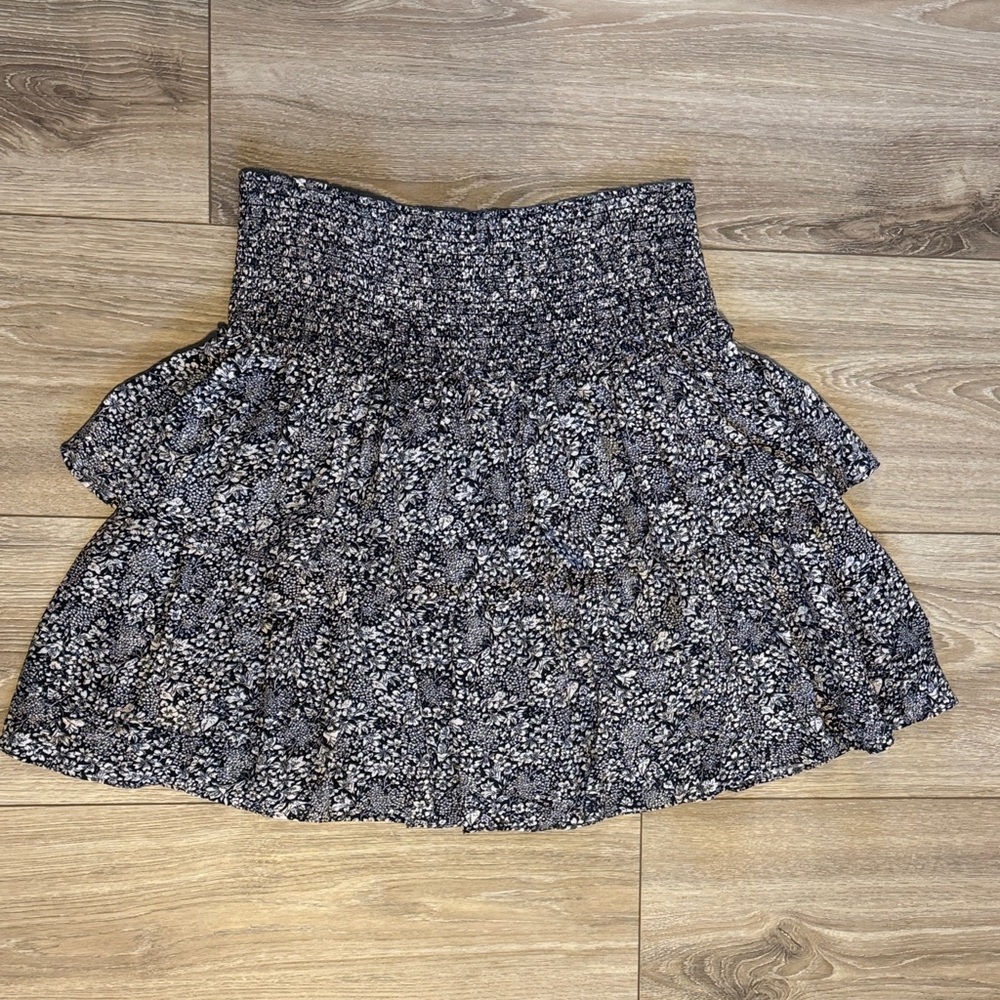 Anthropologie Black and White Floral Mini Skirt